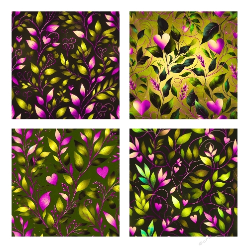 Botanical Hearts & Leaves Collage