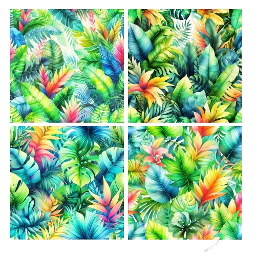 Tropical Foliage Burst Collage