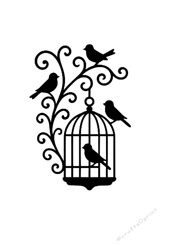 Birdcage with Vine & Birds Cutting File