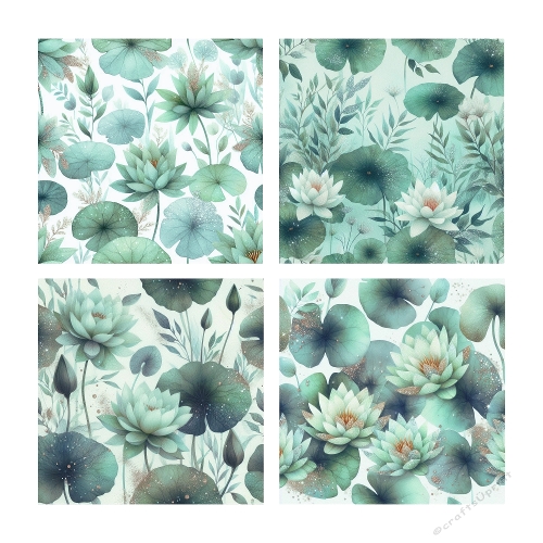 Pastel Lotus & Lily Pad Collage