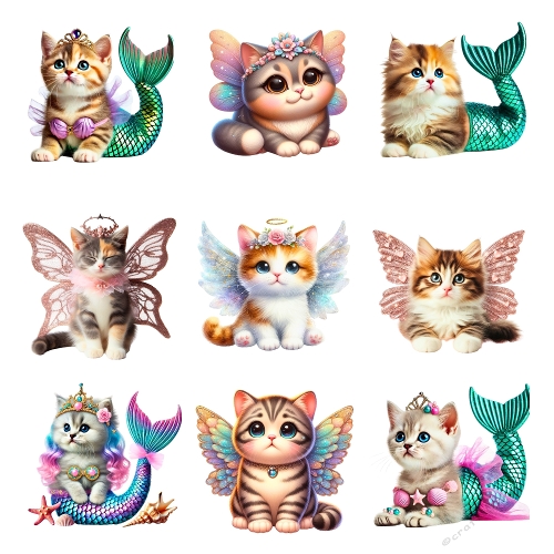 Magical Kitten Collage – Mermaids & Fairy Whiskers
