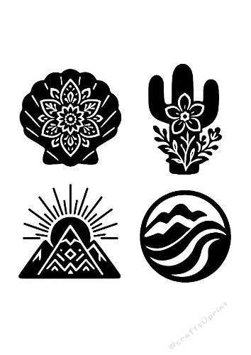 Nature & Geometry Cutting File Set – 4 Bold Silhouettes