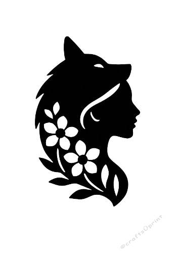 Wolf Spirit Woman Silhouette Cutting File