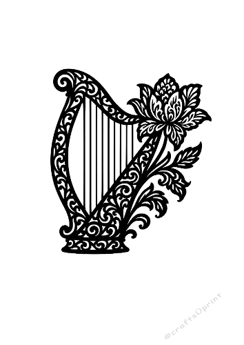 Floral Harp Silhouette Cutting File