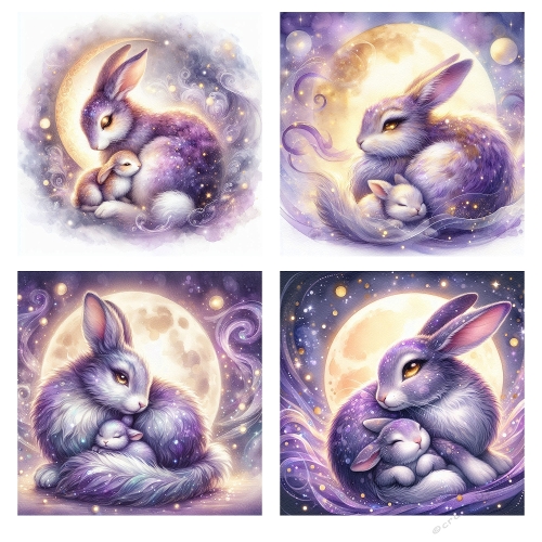 Celestial Moon Rabbits - CUP1410583_135667 | Craftsuprint