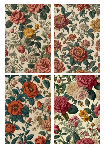 Vintage Bloom Panels – A4 JPEG Collage
