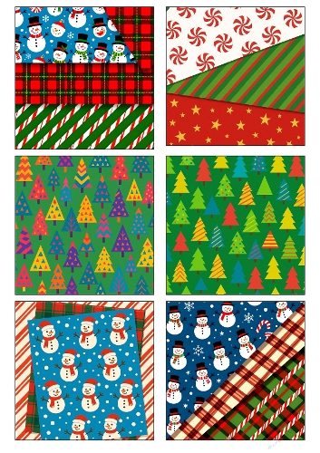 Holiday Wrapping Paper Collage – 6 Festive Backgrounds (A4 JPEG)