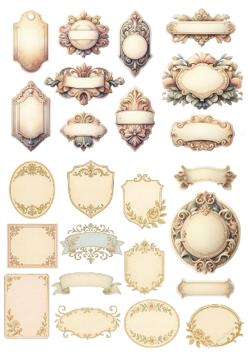 Elegant Vintage Label Kit – A4 Collage