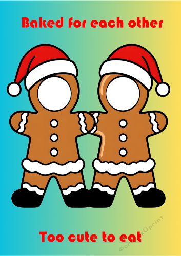 Too Cute to Eat – Gingerbread Christmas Card for Personalization (1176x1664 JPG)