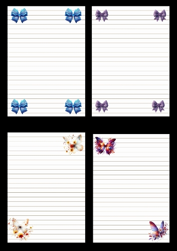 Letter Paper Kit – 4 Decorative A4 JPEG Stationery Designs