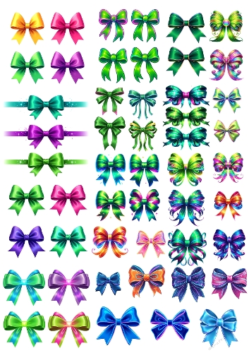 Colorful Bow Collection – 64 Decorative Designs A4 JPEG