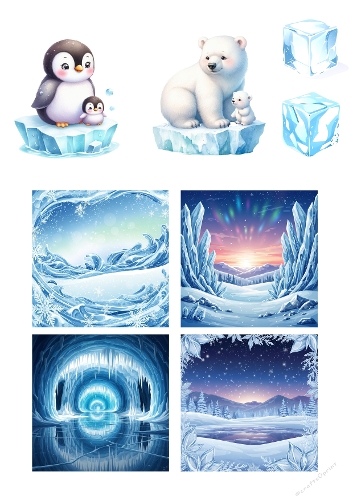 Winter Creatures & Ice Landscapes – A4 JPEG Collage