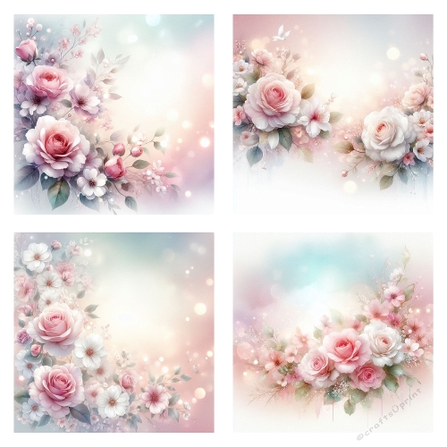 Pastel Floral Bouquets Collage – 2000x2000 JPEG Romantic Art