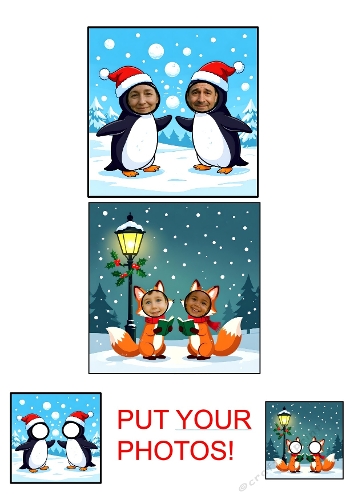 Christmas Animal Photo Card Kit - PNG Format