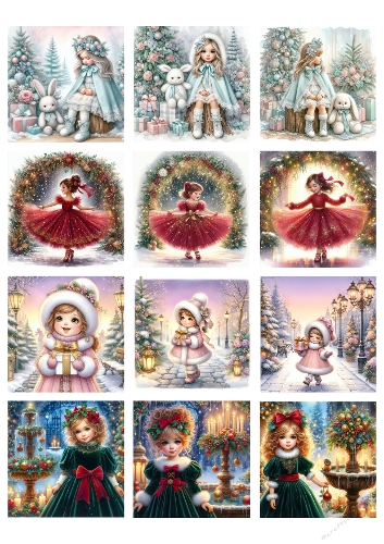 Christmas Girls Collage – A4 JPEG Festive Winter Portraits (Set of 12)