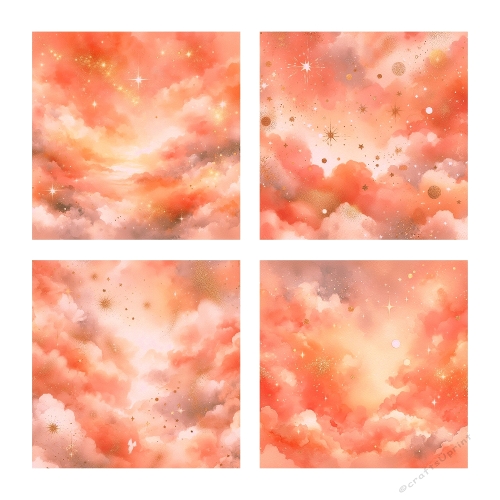 Celestial Skies Collage – 2000x2000 JPEG Pastel Clouds & Sparkling Stars