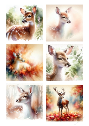 Ethereal Deer – 6 Dreamy Forest Portraits of Fawns & Stags with Autumn Leaves (A4 JPEG)