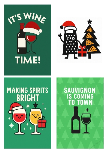 Wine & Cheese Christmas Puns – Holiday Cutting File Set