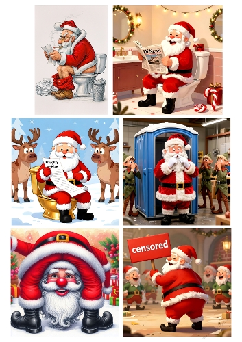 Funny Santa Bathroom Moments – Christmas Humor Panel Set
