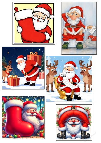 Santas Stocking & Toilet Antics – Funny Christmas Panel Set