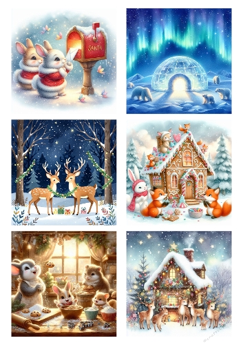 Woodland Winter Magic – Animal Holiday Scene Panel Set