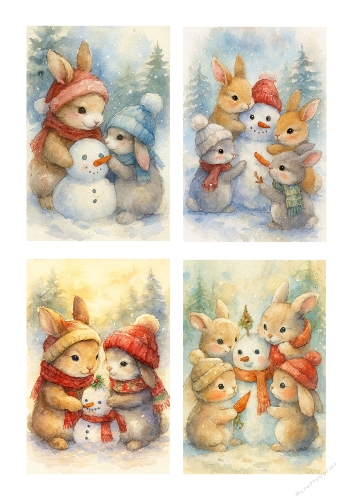 Snow Bunny Builders – Winter Rabbit Panel Kit (A4 JPEG)