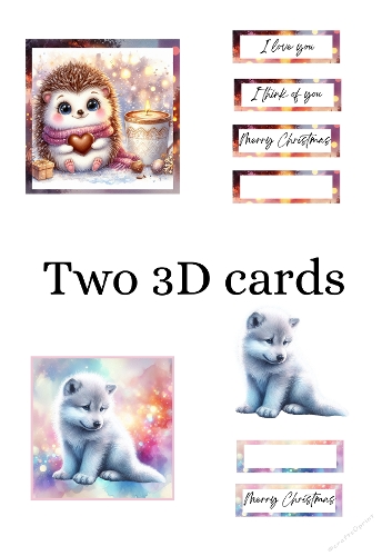 Winter Animals – 3D Greeting Card Kit (A4 JPEG)