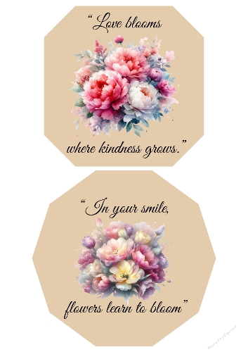 Kindness & Bloom – Inspirational Floral Octagon Panel Kit (A4 JPEG)