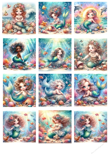 Underwater Wonders – Baby Mermaid Panel Kit (A4 JPEG)
