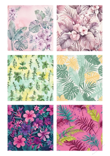Tropical Bloom – Botanical Background Panel Kit (A4 JPEG)