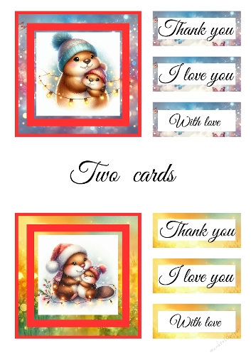 Otterly Festive – Christmas Card & Sentiment Panel Kit (A4 JPEG)