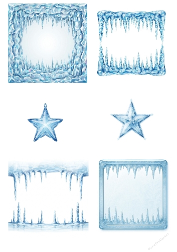 Frozen Frames & Stars – Icy Embellishment Panel Kit (A4 JPEG)