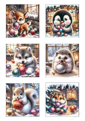 Winter Whimsy – Baby Animal Ornament Panel Kit (A4 JPEG)