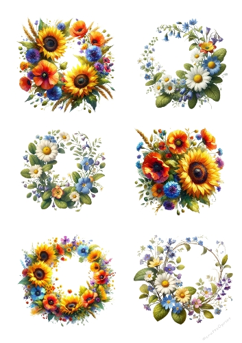 Wildflower Whimsy – Floral Wreath Collage (A4 JPEG)