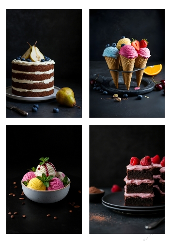 Gourmet & Bloom – Food & Floral Collage Panel (A4 JPEG)