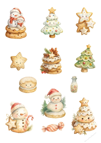 Sweet Spirits – Christmas Cookie Character Kit (A4 JPEG)