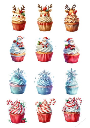 Festive Faces – Christmas Cupcake Grid Panel (A4 JPEG)