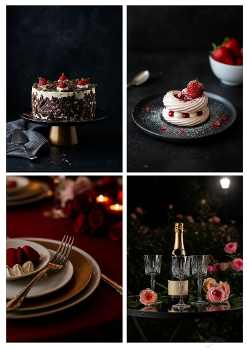 Sweet Romance – Dessert & Celebration Collage Panel (A4 JPEG)