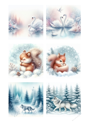 Winter Companions – Animal & Landscape Collage Panel (A4 JPEG)