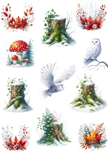 Forest Whispers – Winter Nature Collage Panel (A4 JPEG)