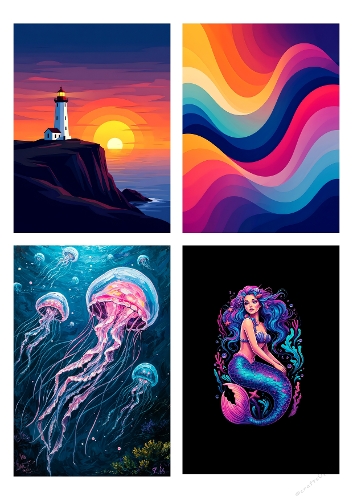Ocean Dreams – Coastal & Fantasy Collage Panel (A4 JPEG)