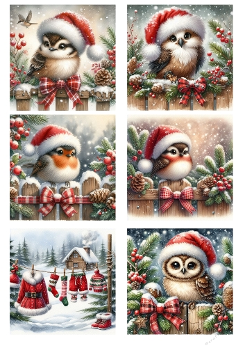 Festive Flock – Christmas Birds & Snowy Scene Panel (A4 JPEG)