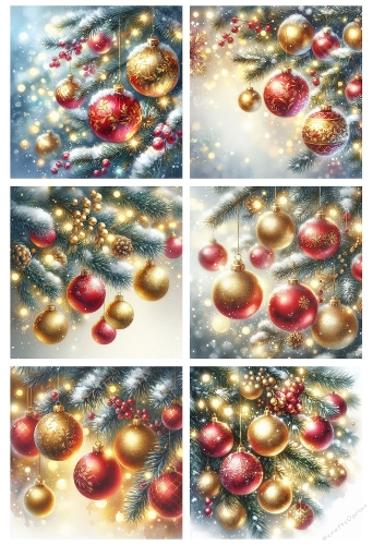 Bauble Bliss – Christmas Ornament Branches Panel (A4 JPEG)