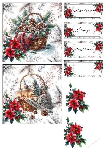 Holiday Baskets & Sentiments – Christmas Collage Panel (A4 JPEG)