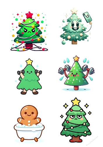 Funny Christmas Characters – Festive Collage Panel (A4 JPEG)