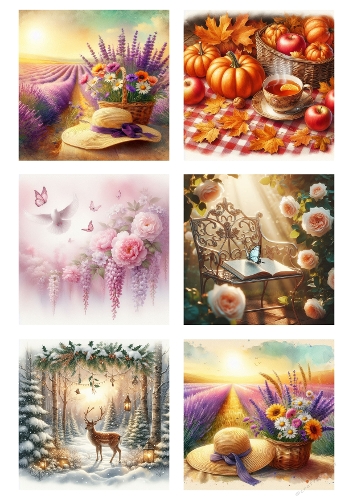 Seasons in Bloom – Watercolor Collage Panel (A4 JPEG)