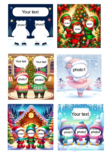 Winter Fun – Set of 6 Personalized Christmas Cards (PNG & JPEG)