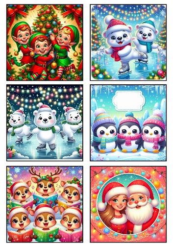 Festive Friends – Christmas Character Collage Panel (A4 JPEG)