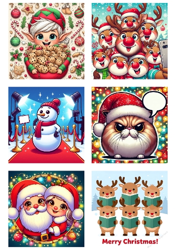 Christmas Cheer – Festive Character Collage Panel (A4 JPEG)