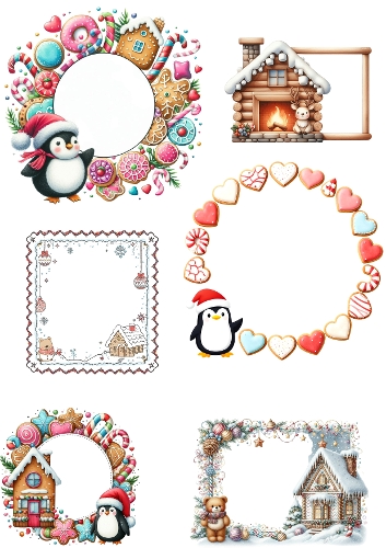 Sweet Holiday Frames – Christmas Collage Panel (A4 JPEG)